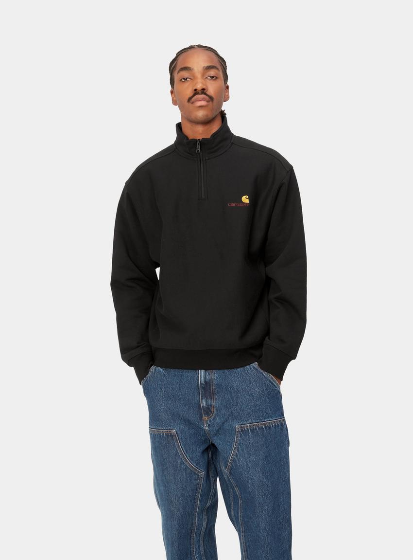 CARHARTT WIP HALF ZIP AMERICAN SCRIPT NEGRO