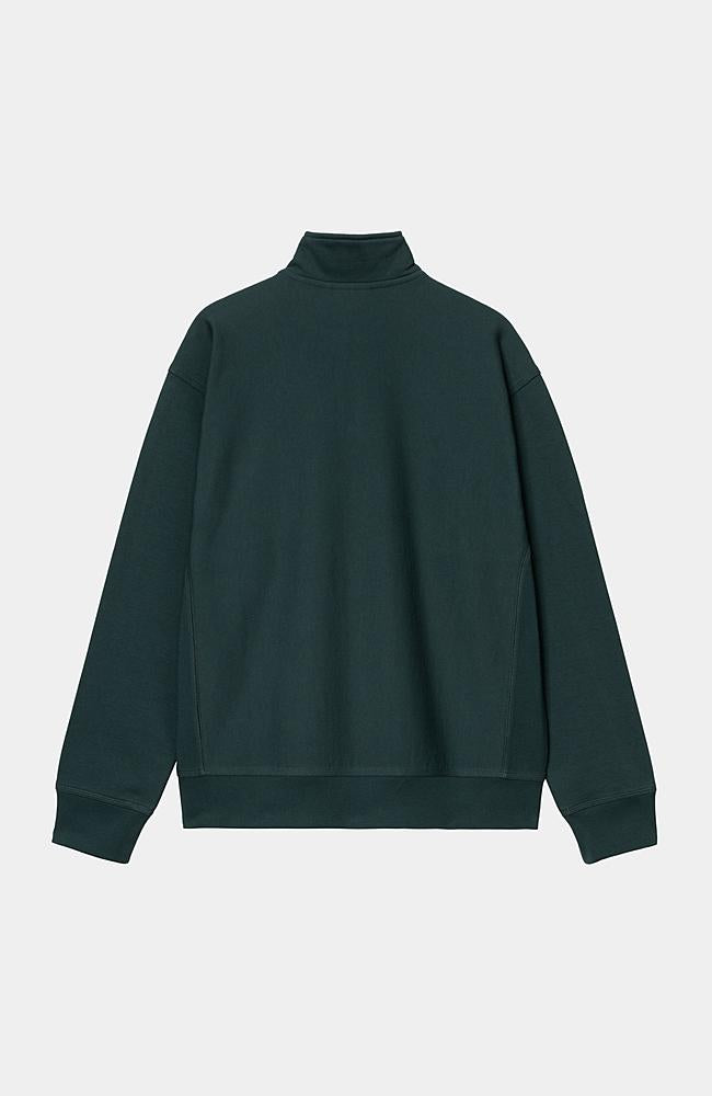 CARHARTT WIP Half Zip American Script Sweatshirt.                                   Deep Lagoon