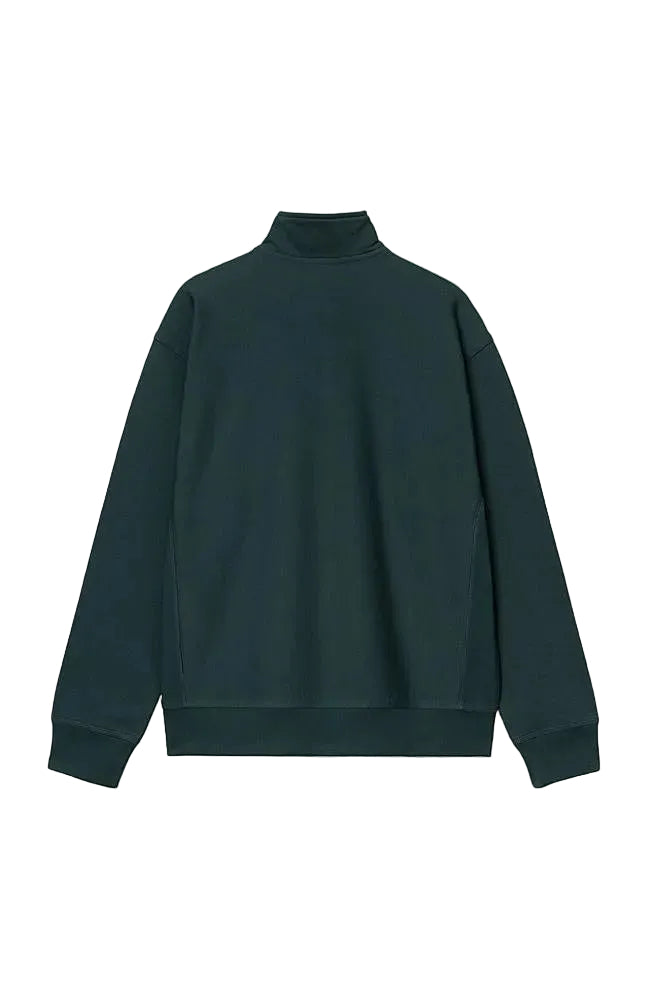 CARHARTT WIP Half Zip American Script Sweatshirt. Deep Lagoon