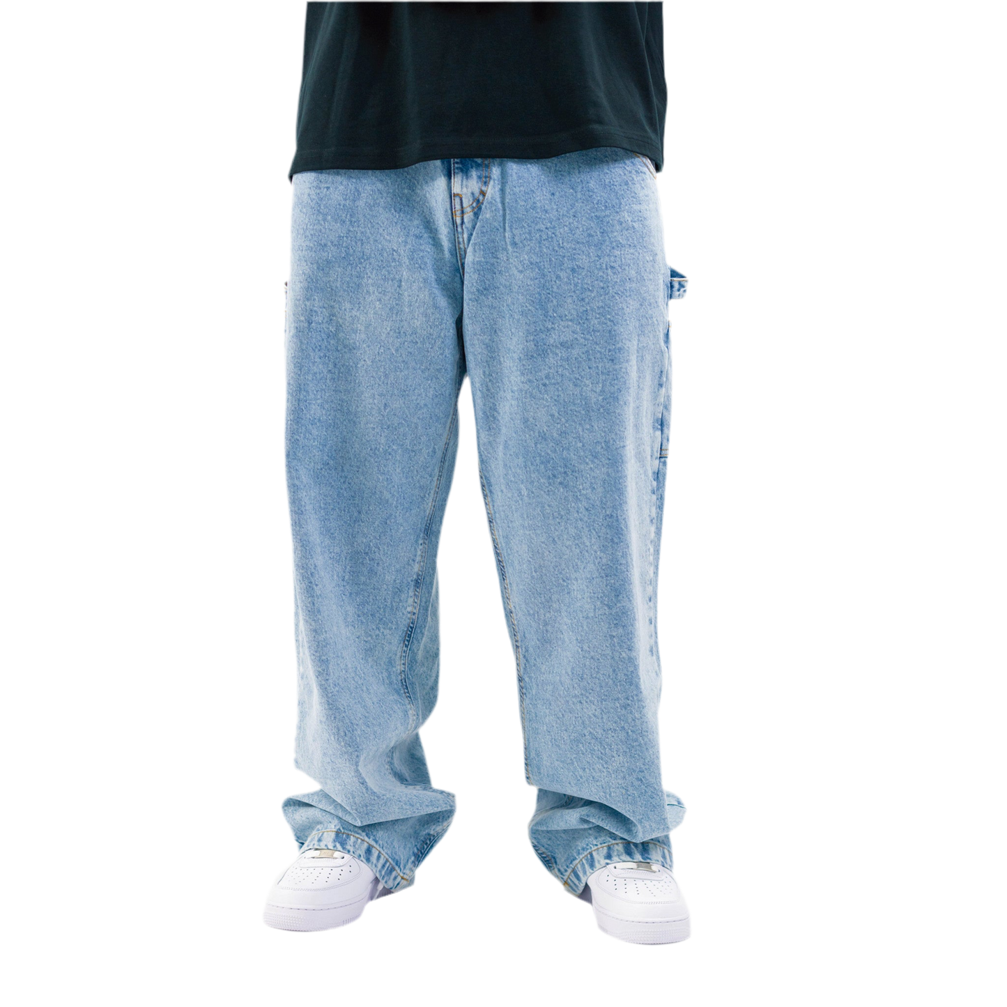 BROOKLYN HARLEM “BH90s”Carpenter pants bleach blue Cat skater Embroidery