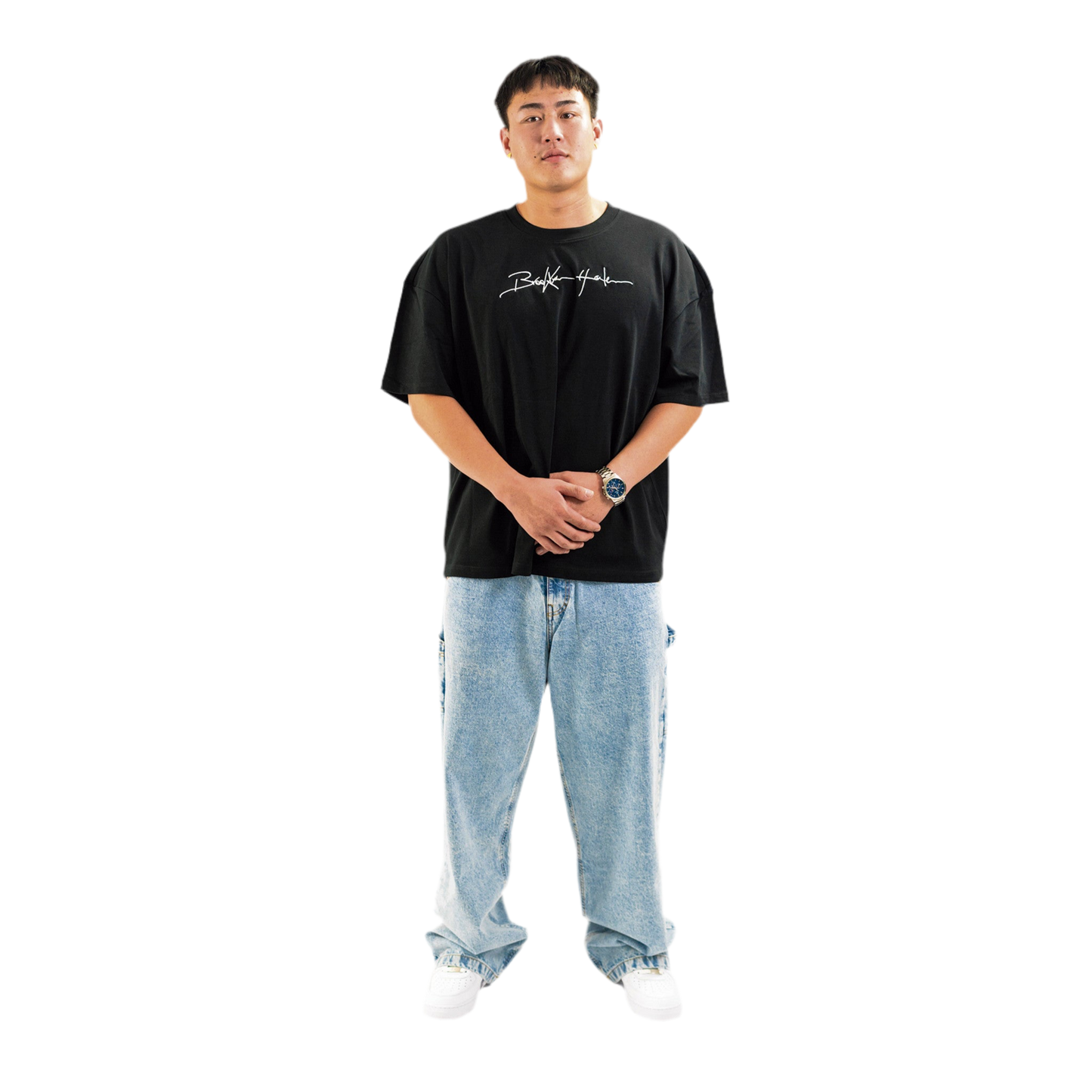 BROOKLYN HARLEM “BH90s”Carpenter pants bleach blue Cat skater Embroidery