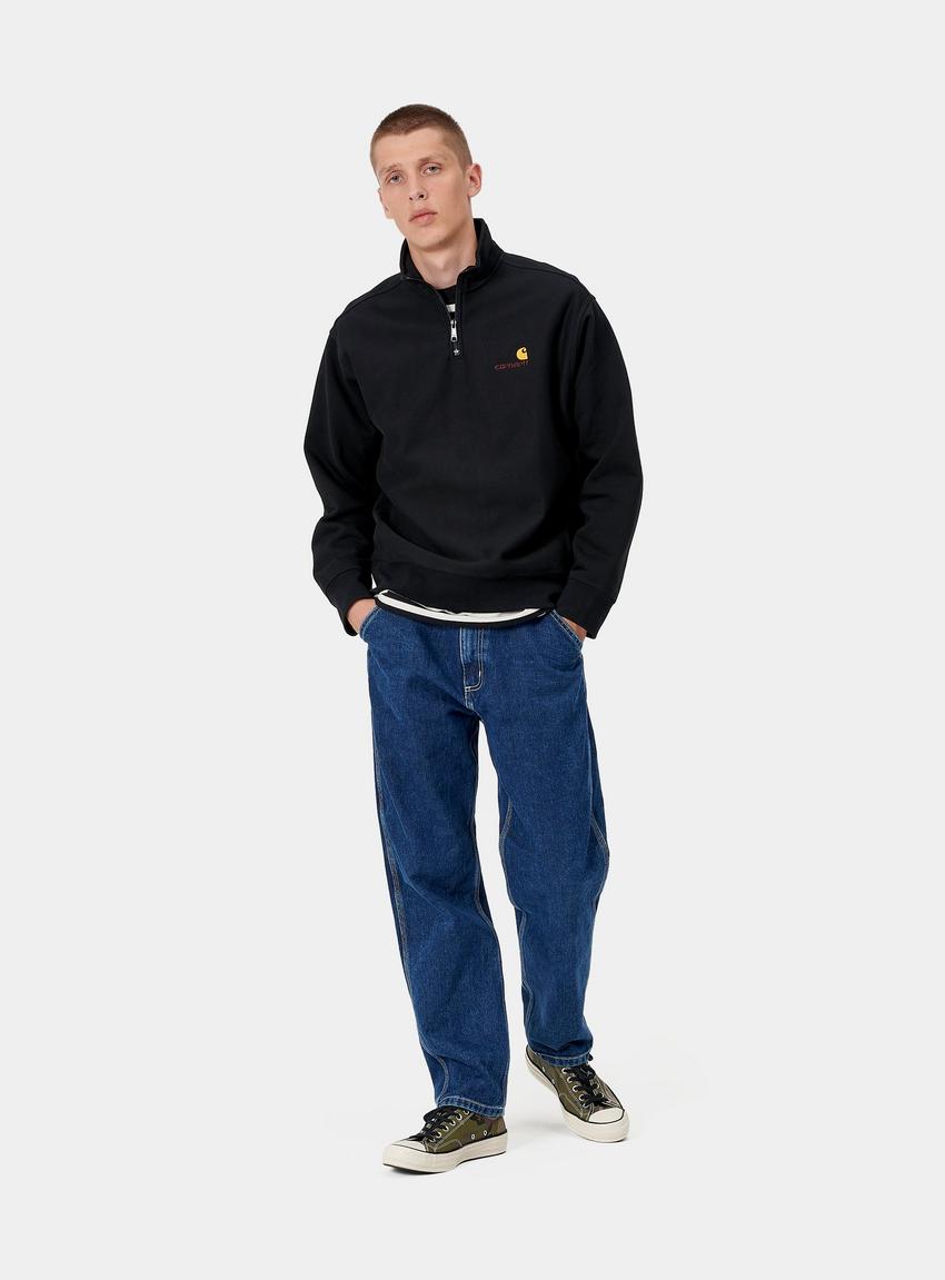 CARHARTT WIP HALF ZIP AMERICAN SCRIPT NEGRO