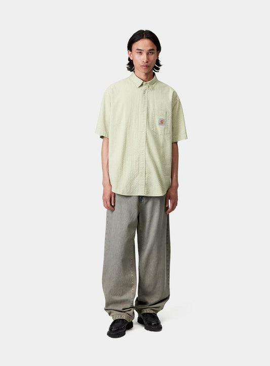 CARHARTT WIP Landon Pant.                Blue/leather( garment dyed)