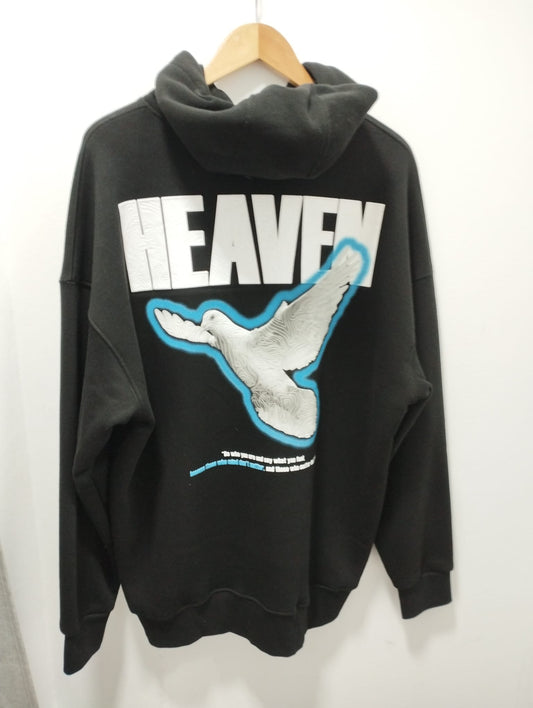 2512 HEAVEN YAZILI HOODIE NEGRO