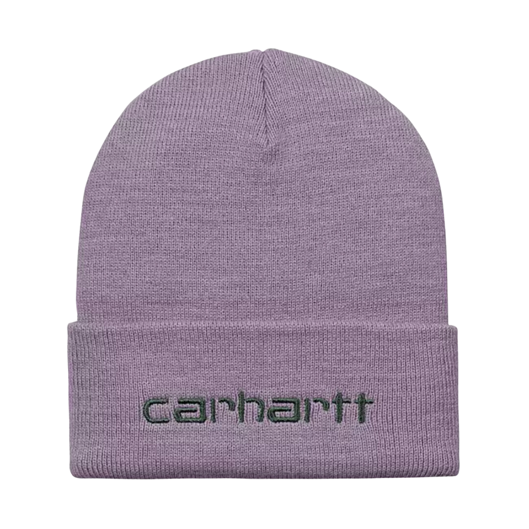 CARHARTT WIP SCRIPT BEANIE PURPLE/DISCOVERY GREEN