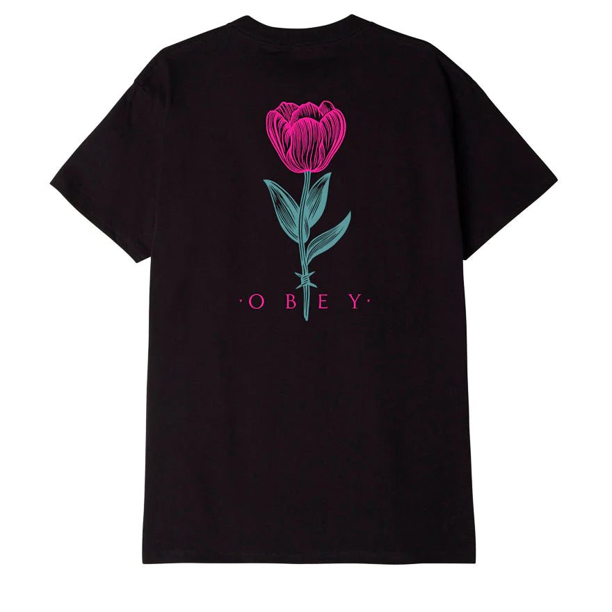 OBEY BARBWIRE FLOWER NEGRO